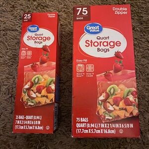 Great Value Quart Size Ziplock Bag Bundle